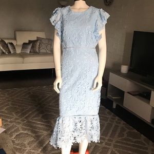 Blue Lace Midi Dress